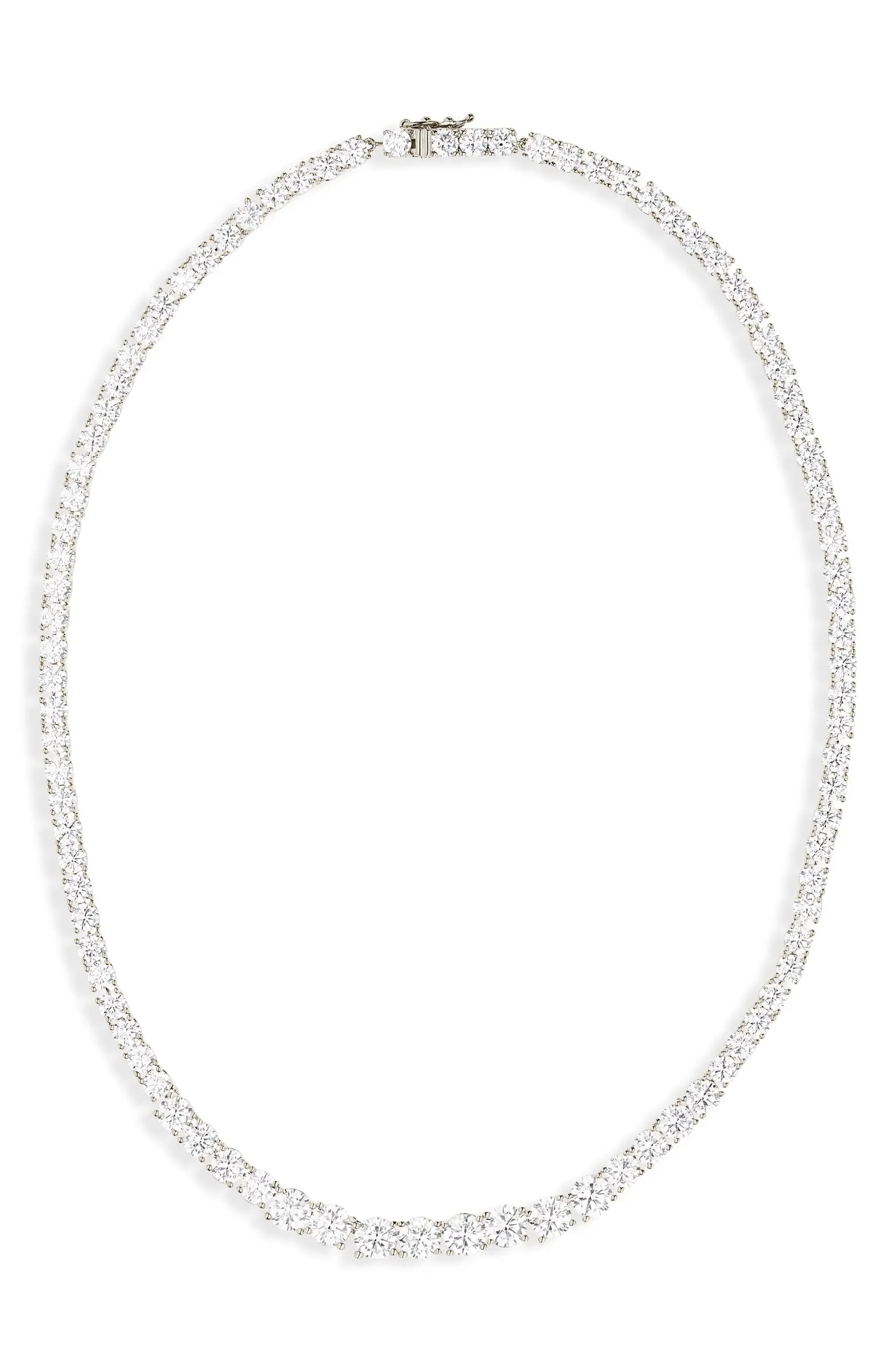 Graduated Cubic Zirconia Tennis Necklace | Nordstrom