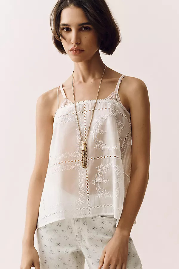 & Layered Sheer Eyelet Shirt | Anthropologie (US)