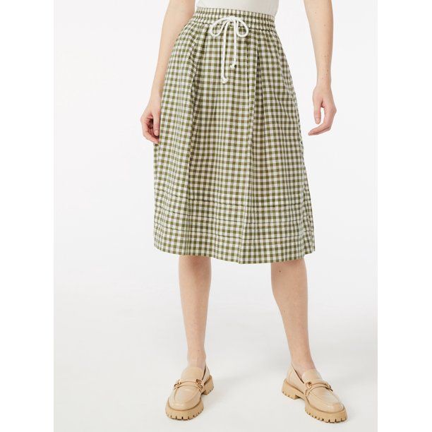 Free Assembly Women's Pull-On Pintuck Skirt with Drawstring Tie - Walmart.com | Walmart (US)