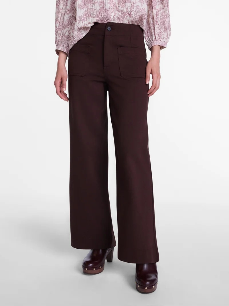 Scenario Women's Patch Pocket Ponte Pant, 28" Inseam, Sizes 0-20 | Walmart (US)