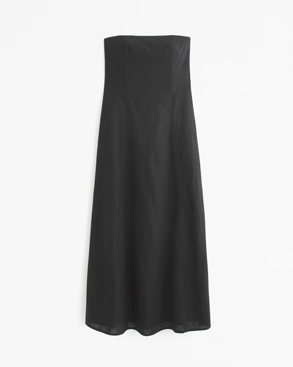 Women's Strapless Skimming Linen-Blend Maxi Dress | Women's Dresses & Jumpsuits | Abercrombie.com | Abercrombie & Fitch (US)