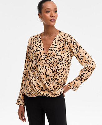 I.N.C. International Concepts Women's Printed Surplice-Neck Blouse, Macy's Exclusive  - Macy's | Macy's