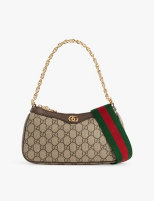 Ophidia monogram-pattern canvas shoulder bag | Selfridges