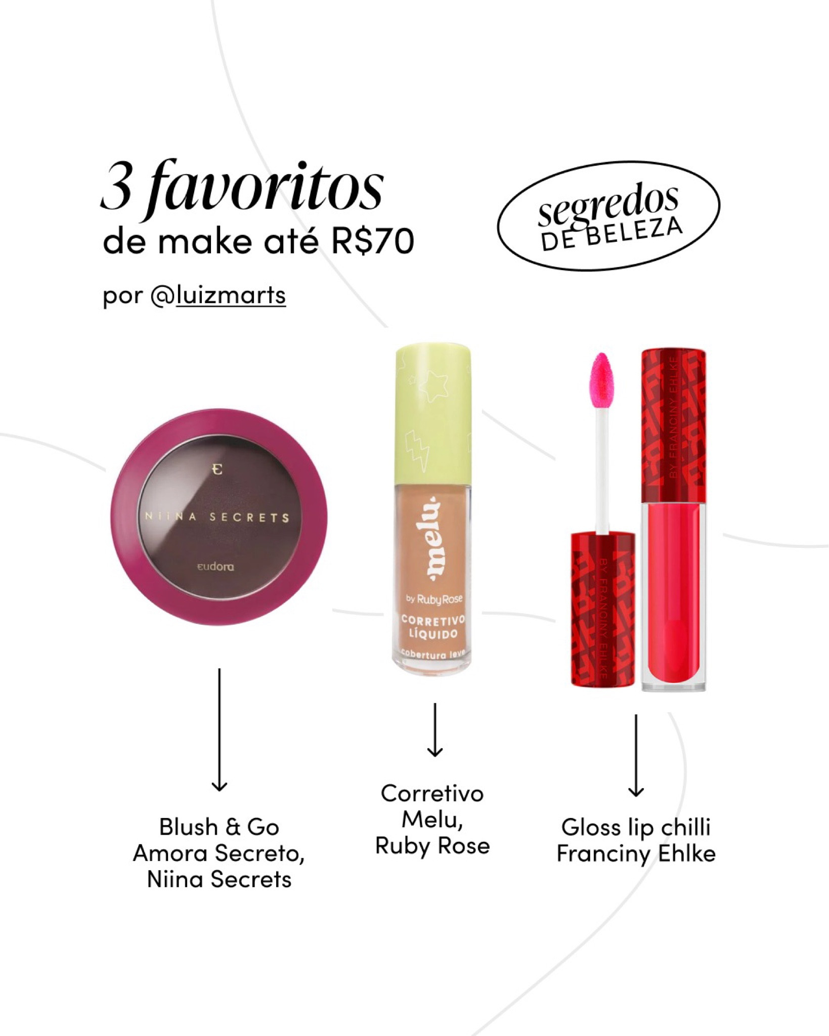 Meus favoritos de make até R$70! #LTKSale 

#LTKbrasil #LTKmens #LTKBeautySale