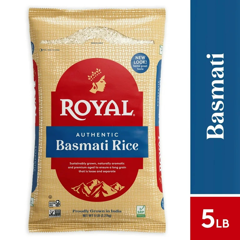 Authentic Royal Naturally Aged Indian White Basmati Rice, Long-Grain, Gluten-free - 5 lbs | Walmart (US)