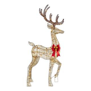 5 ft. Polar Wishes LED Golden Standing Buck Holiday Yard Decoration Y42 | The Home Depot