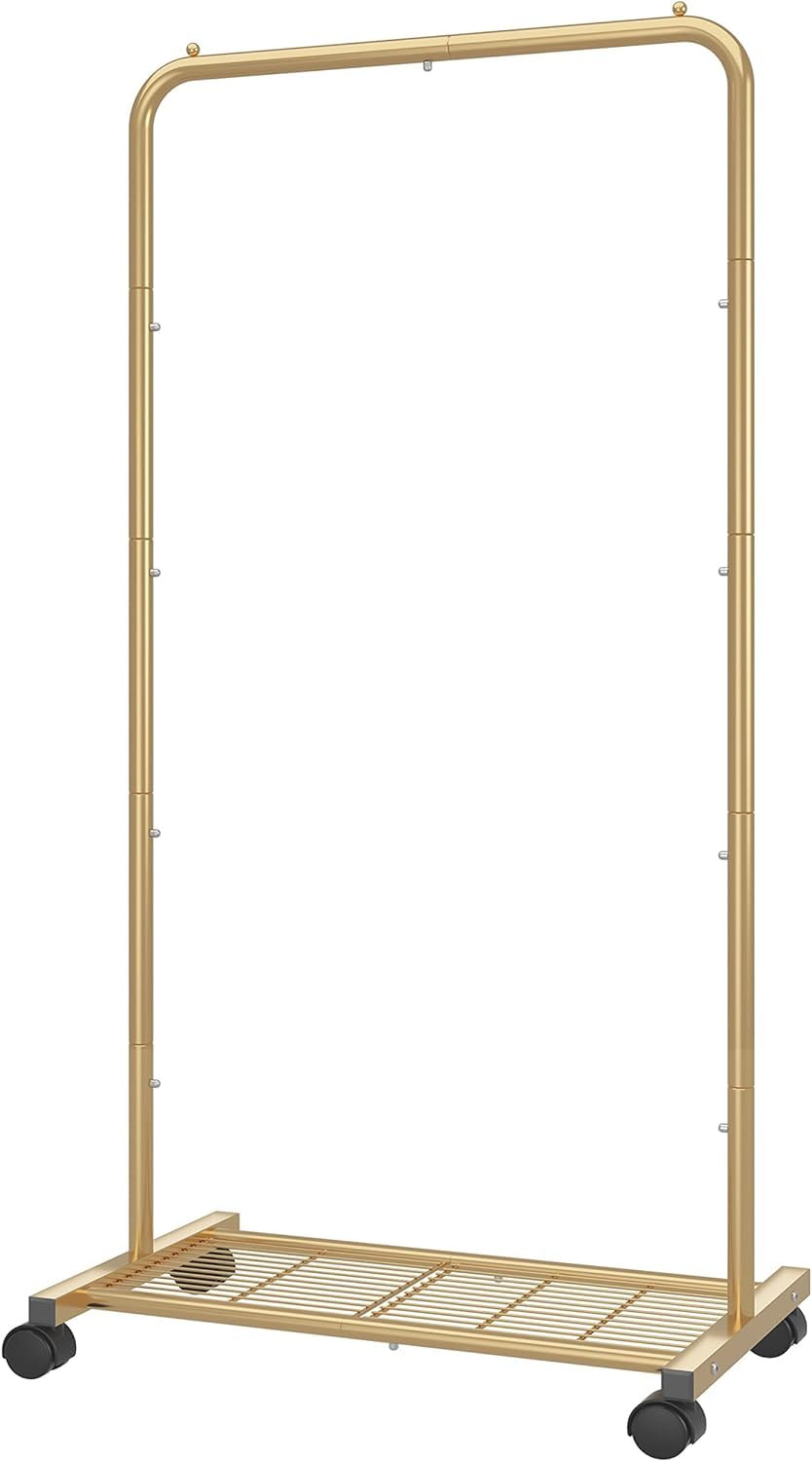 Simple Trending Standard Clothes Garment Rack, Clothing Rolling Rack with Mesh Storage Shelf on W... | Amazon (US)