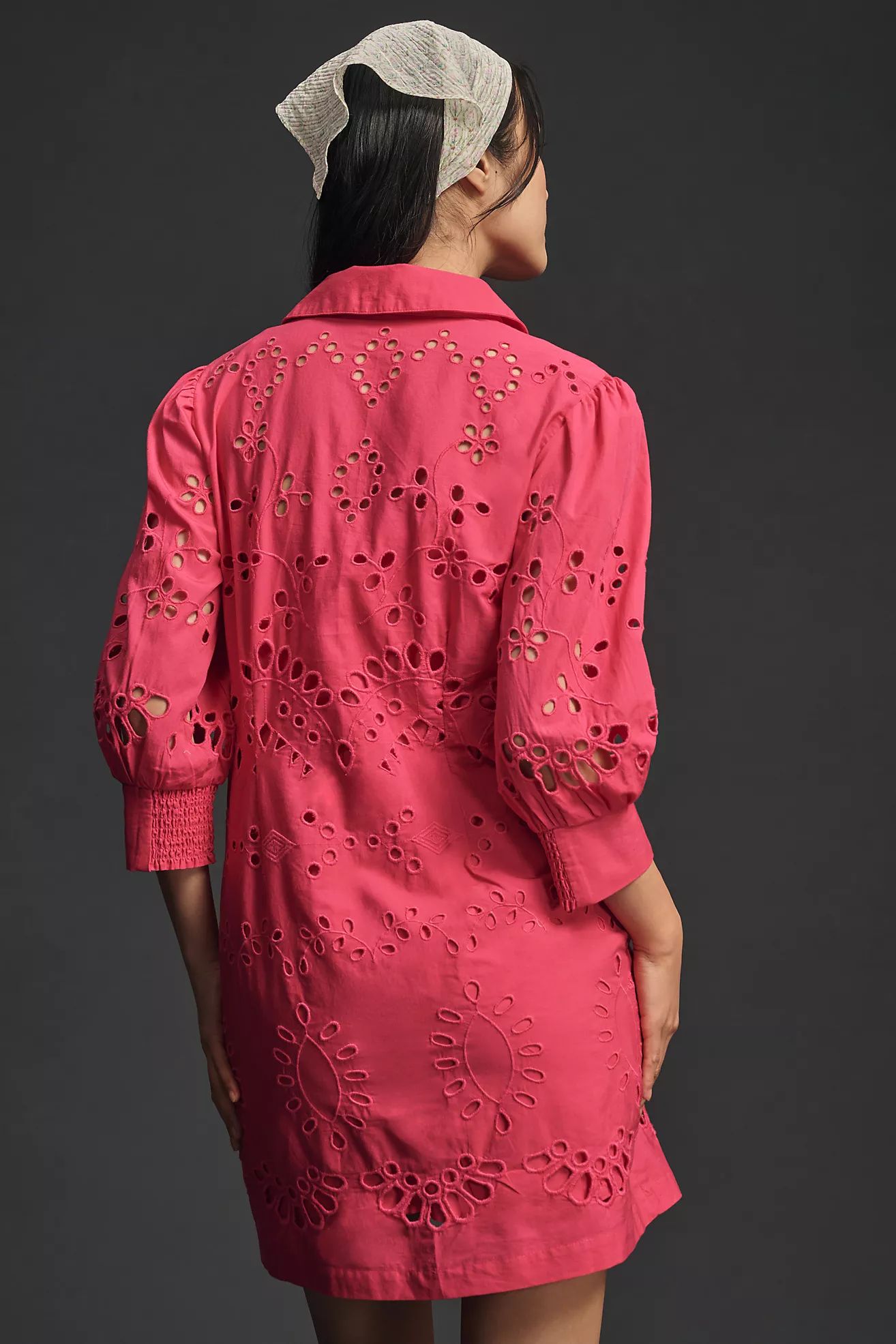 By Anthropologie Long-Sleeve Embroidered Buttondown Mini Dress | Anthropologie (US)