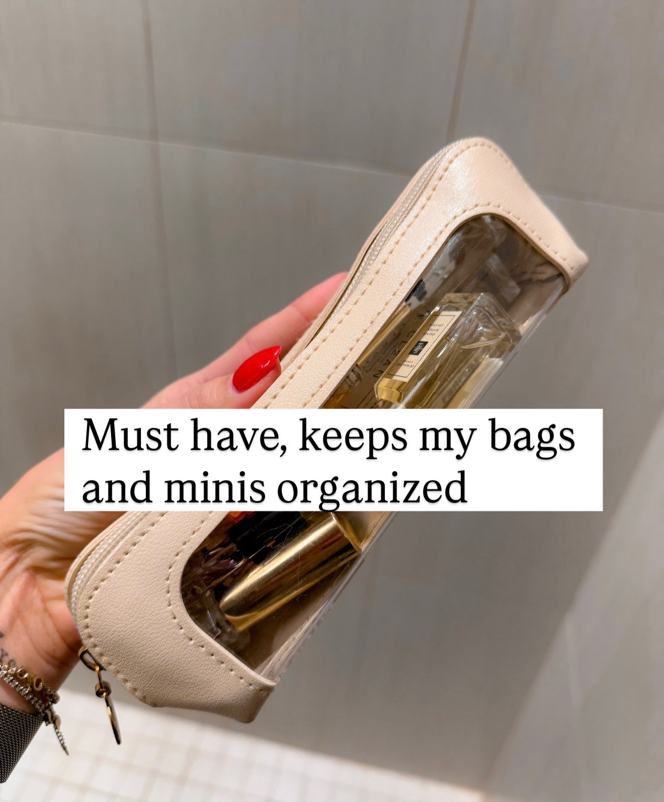 This bag is a must have! It's great for keeping all my minis organized and perfect for traveling.

Travel must haves, portable makeup bag, small makeup bag, mini makeup products, Amazon finds, Stocking stuffers, annabrstyle 

#LTKHoliday #LTKBeauty #LTKTravel