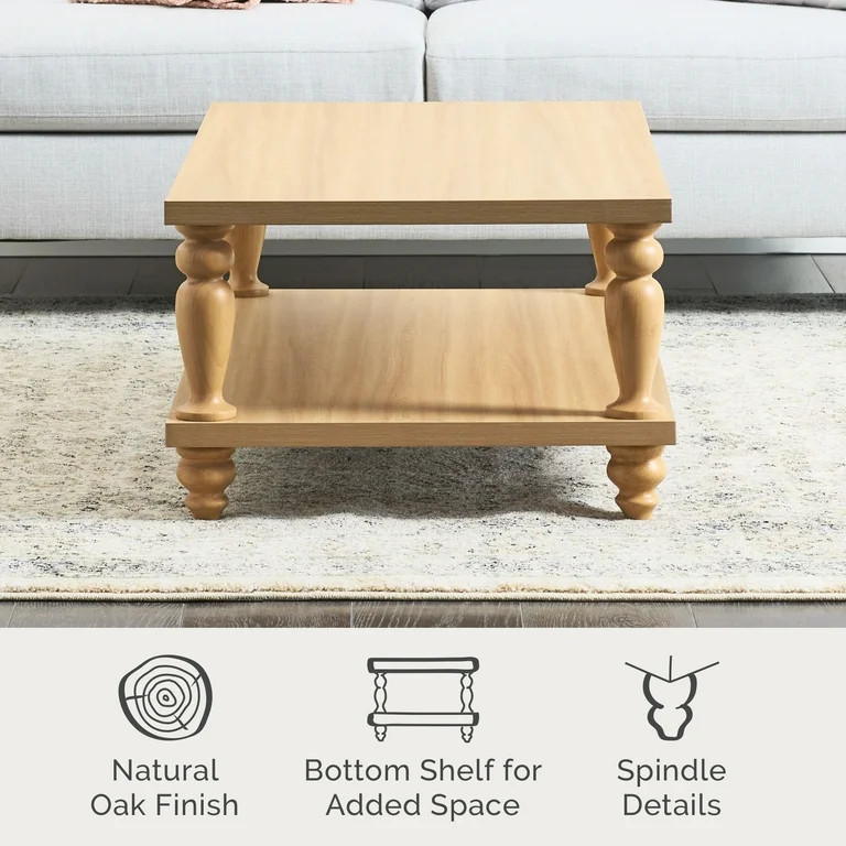 My Texas House Abbott Wood Coffee Table, Light Oak | Walmart (US)