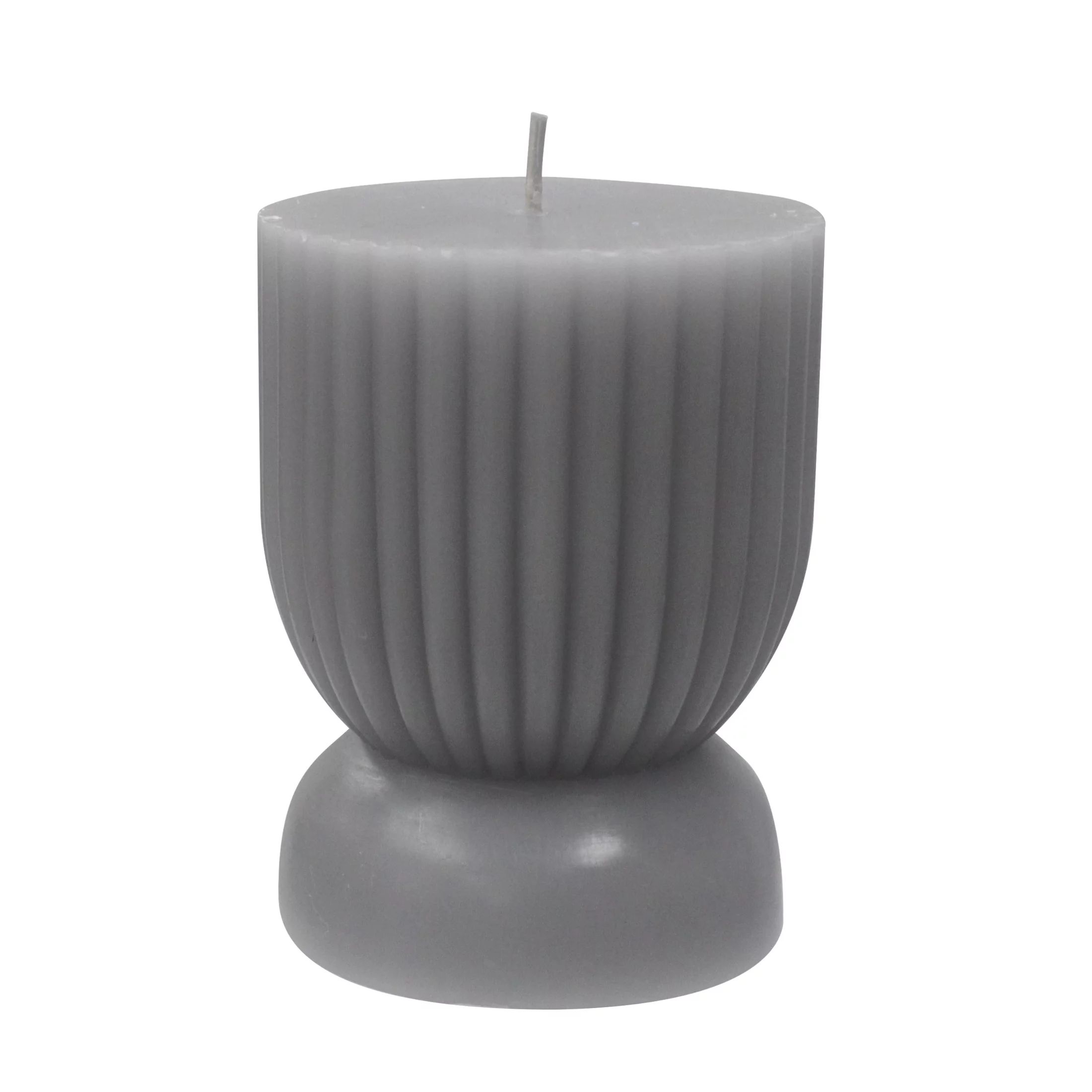 Better Homes & Gardens Unscented Ribbed Pillar Candle, 3x4 inches, Gray | Walmart (US)