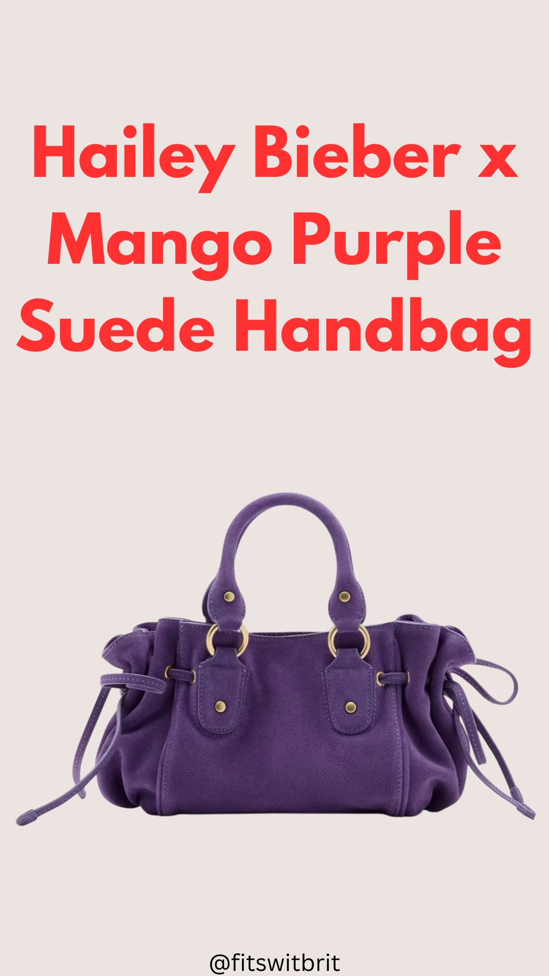 Hailey Bieber x Mango Purple Suede bag