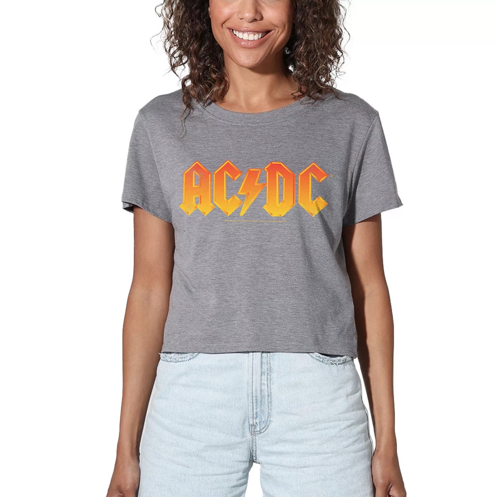 Juniors' AC/DC Graphic Crop Tee, Girl's, Size: Small, Grey Gray | Kohl's