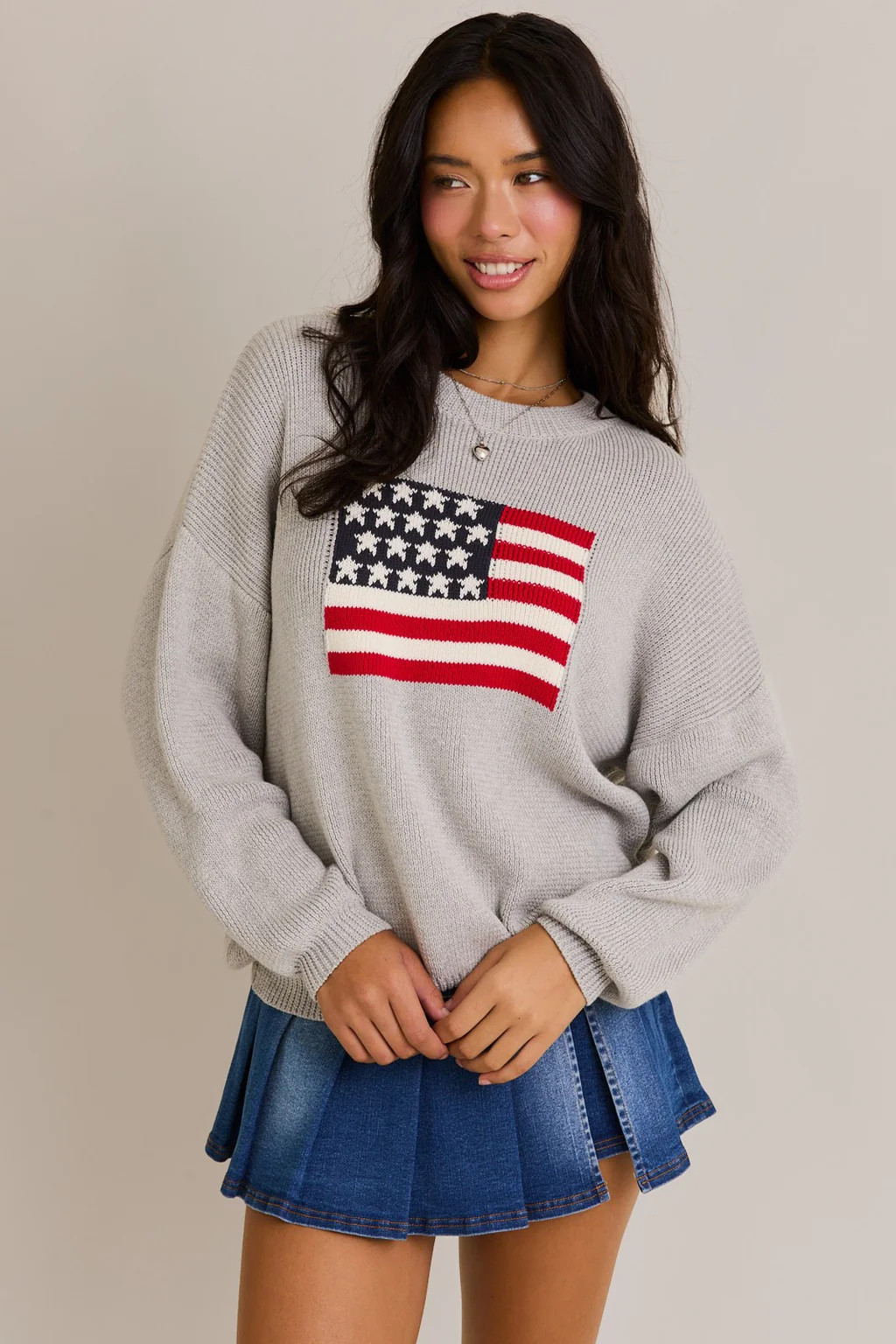 USA Oversized Sweater - Heather grey | amandenimes