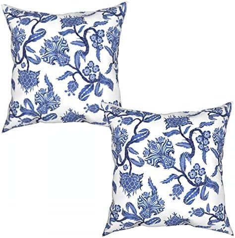 Blue Branches Flowers White Pillow Covers Japanese Blue Ceramic Throw Pillows Cases Decorative Pi... | Amazon (US)