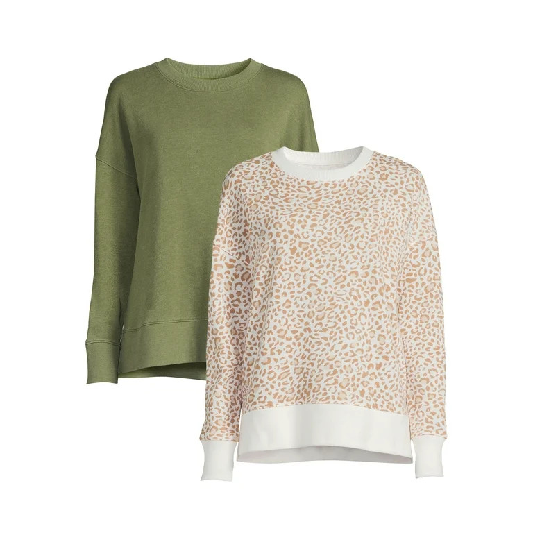 Time and Tru Women's Garment Wash Sweatshirt, 2-Pack | Walmart (US)