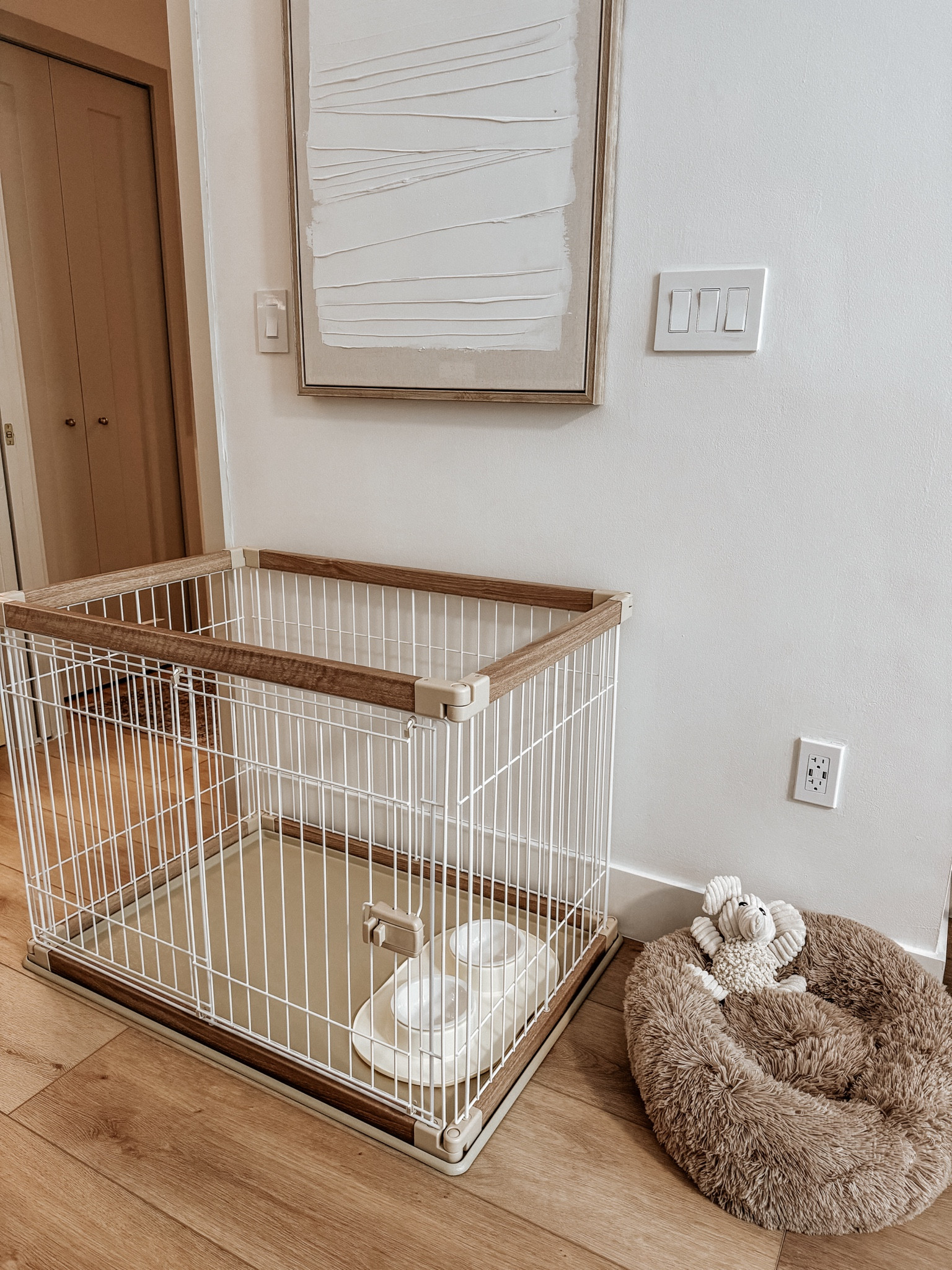 aesthetic amazon dog finds! puppy play pen / dog crate with sliding space saving door! Super cozy and cute dog bed and elephant toy. Dishwasher safe dog food and water bowl + mat  

#LTKFamily #LTKStyleTip #LTKHome