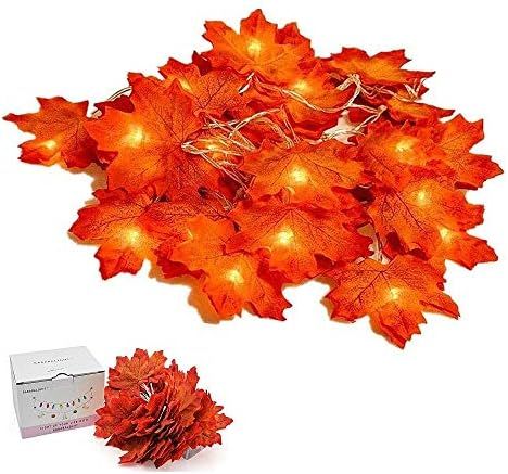 Suker Thanksgiving Decorations Lighted Leaf Garland, Autumn Maple String Lights 13ft 40 LED, Fall... | Amazon (UK)