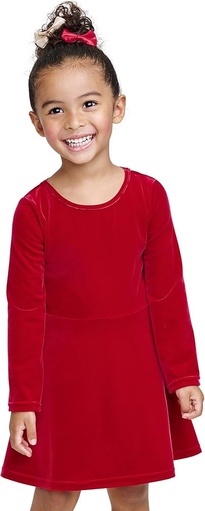 The Children's Place Baby Girls and Toddler Long Sleeve Fashion Skater Dresses Casual Dress | Amazon (US)