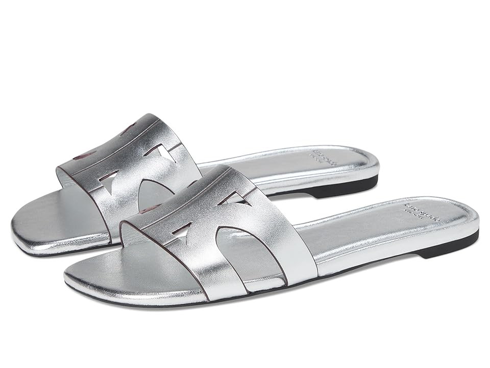 Kate Spade New York Duo Slide Sandal Women's Wedge Shoes Silver : 9 M, Leather/Rubber | Zappos