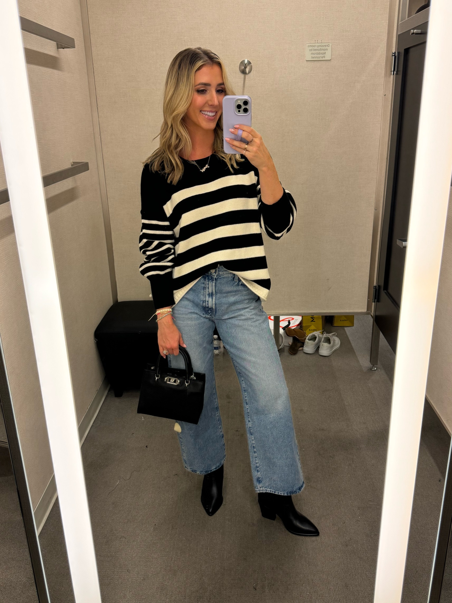 I bought these jeans and madewell stripe sweater and boots from the Nordstrom anniversary sale!! Bag is also on sale. Everything runs true to size  

#LTKSaleAlert #LTKxNSale #LTKFindsUnder100
