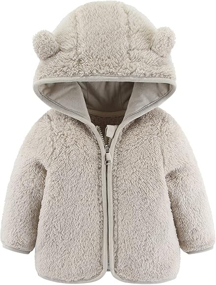 Newborn Infant Baby Boys Girls Cartoon Fleece Hooded Jacket Coat with Ears Warm Todder Kids Outwe... | Amazon (UK)