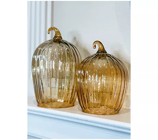 Simply Stunning Set of 2 Glass Pumpkin Cloches by Janine Graff | QVC