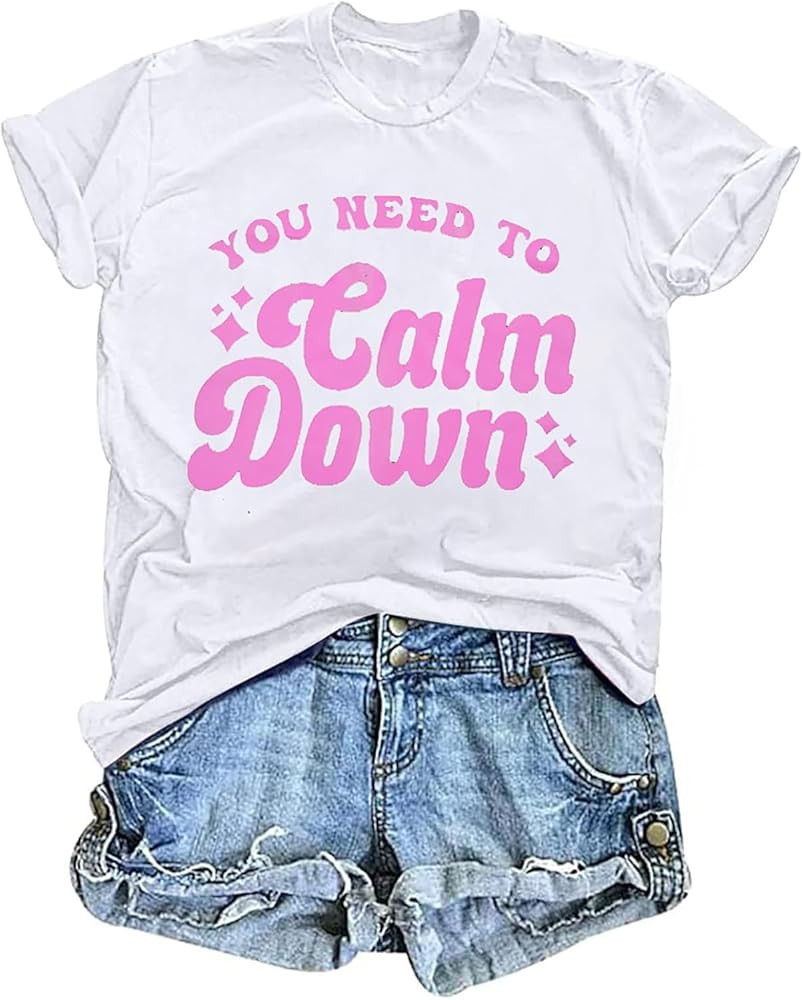 You Need to Calm Down T-Shirt Woman Country Concert Tops Music Lovers Tee LGBTQ Pride Gift Tops | Amazon (US)