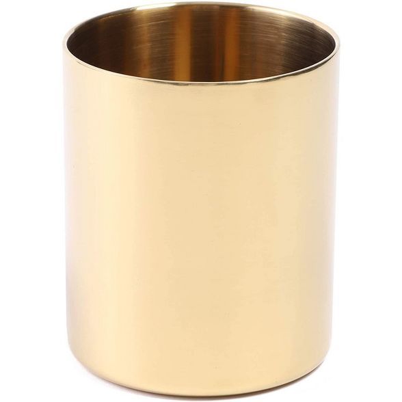 Juvale Gold Pen Holder, Stainless Steel Pencil Cup, Desktop Organizer, 3.2 x 3.9 In | Target