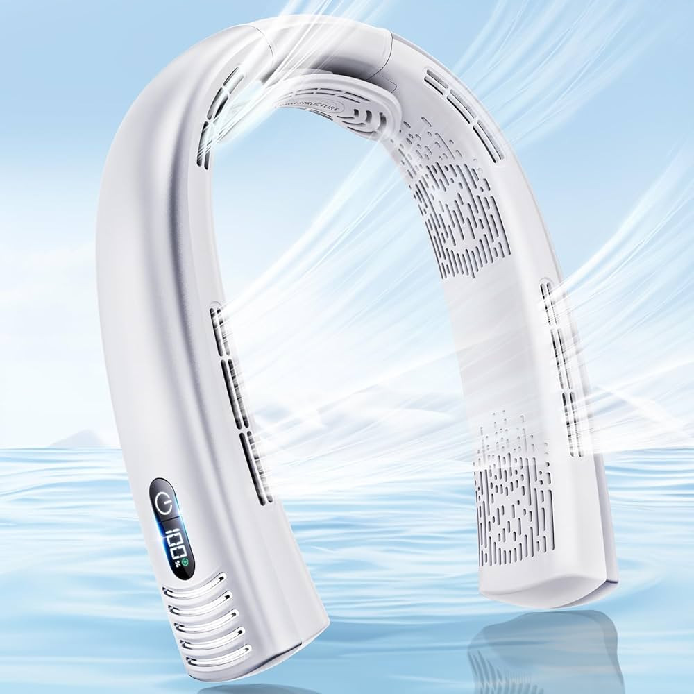 Portable Neck Fan - Rechargeable Cooling Bladeless Personal Neck Fan 7000mAh, 4 Turbo, LED Displa... | Amazon (US)