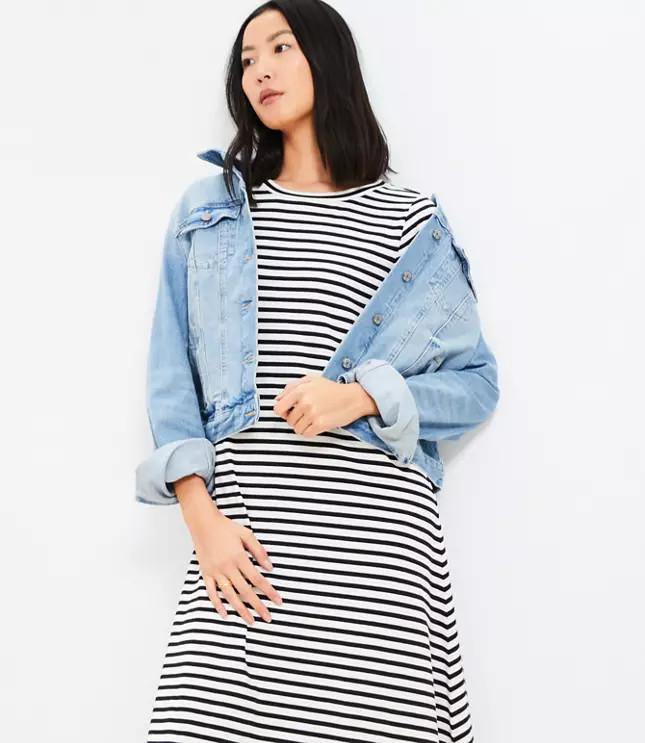 Petite Striped Maxi Tee Dress | LOFT