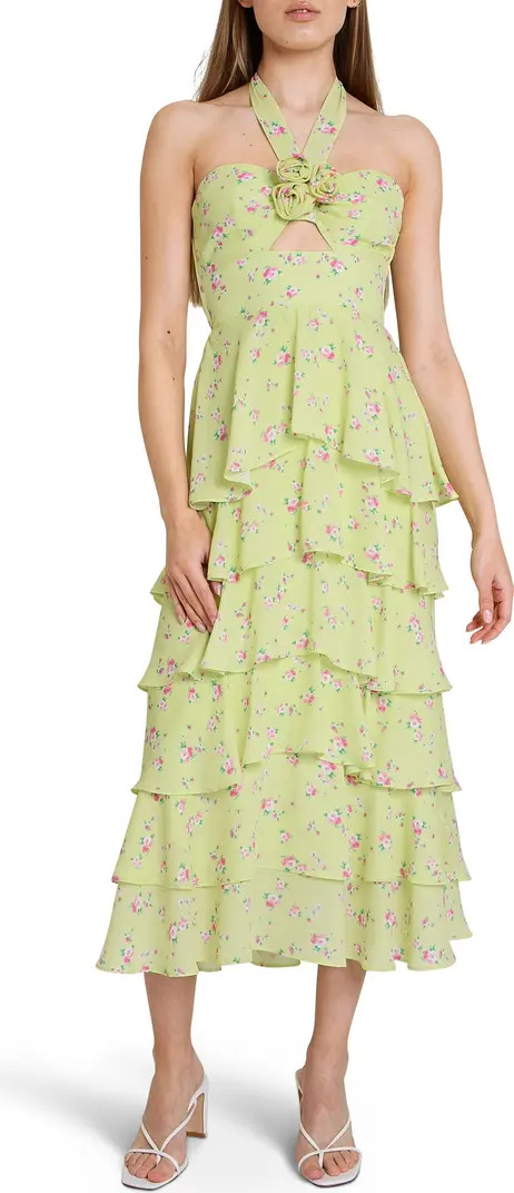 Paloma Floral Halter Neck Tiered Dress | Nordstrom