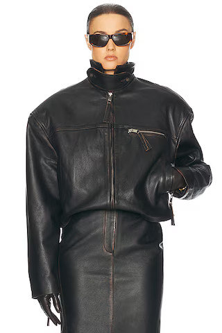 The Leather Oversized Moto Jacket | FWRD 