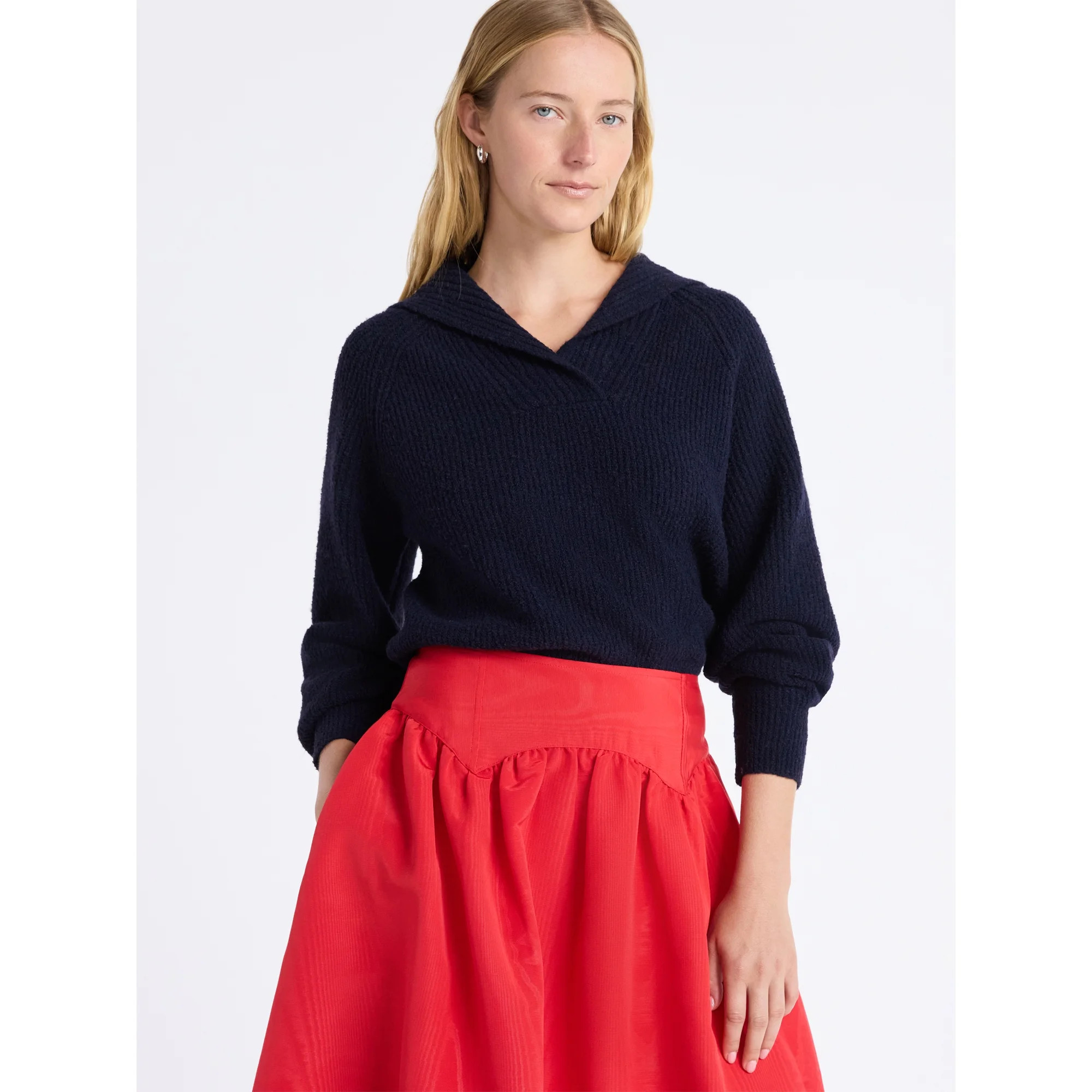 Free Assembly Women's V-Collar Sweater with Long Sleeves, Midweight, Sizes, XS-XXL - Walmart.com | Walmart (US)