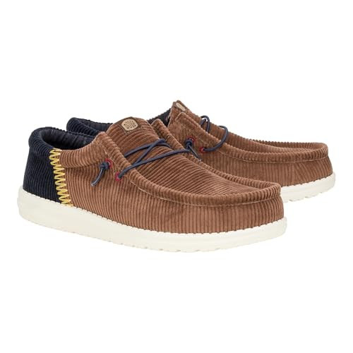 HEYDUDE Men's Wally Funk Corduroy Sneaker, Espresso/Blue Jean, 8 | Amazon (US)