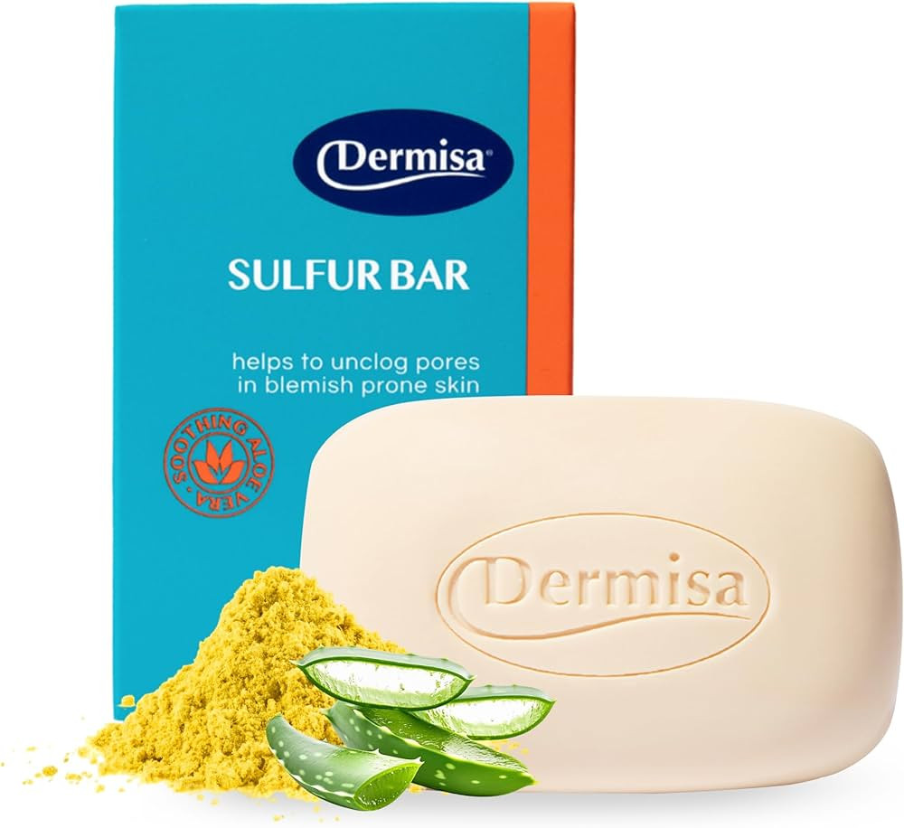 Dermisa Sulfur Bar with Aloe Vera | Helps to Cleanse Oily Acne-Prone Skin and Unclog Pores | Cont... | Amazon (US)