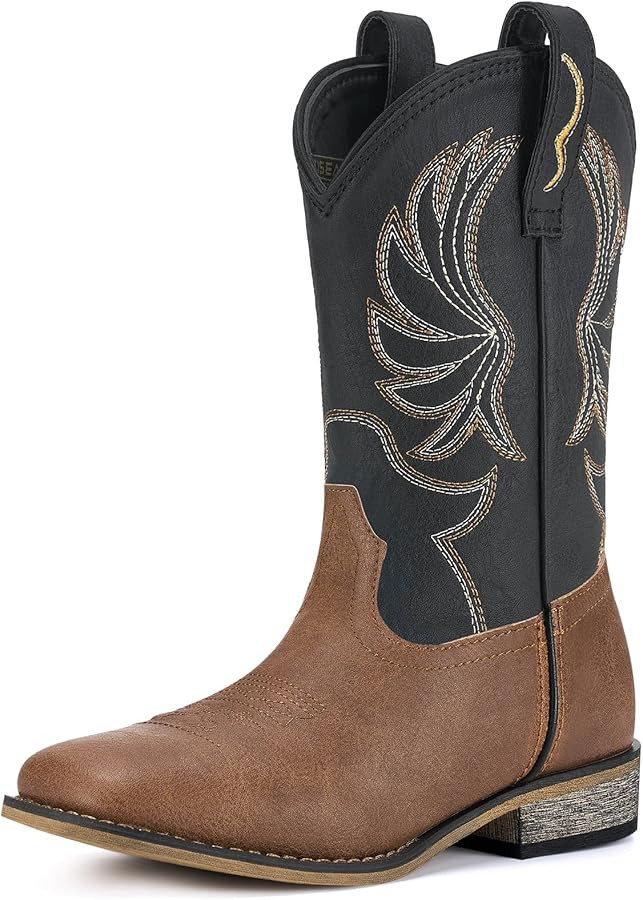 Rollda Kids Cowboy Boots for Boys Girls Western Square Toe Cowgirl Boots with Walking Heel (Toddl... | Amazon (US)