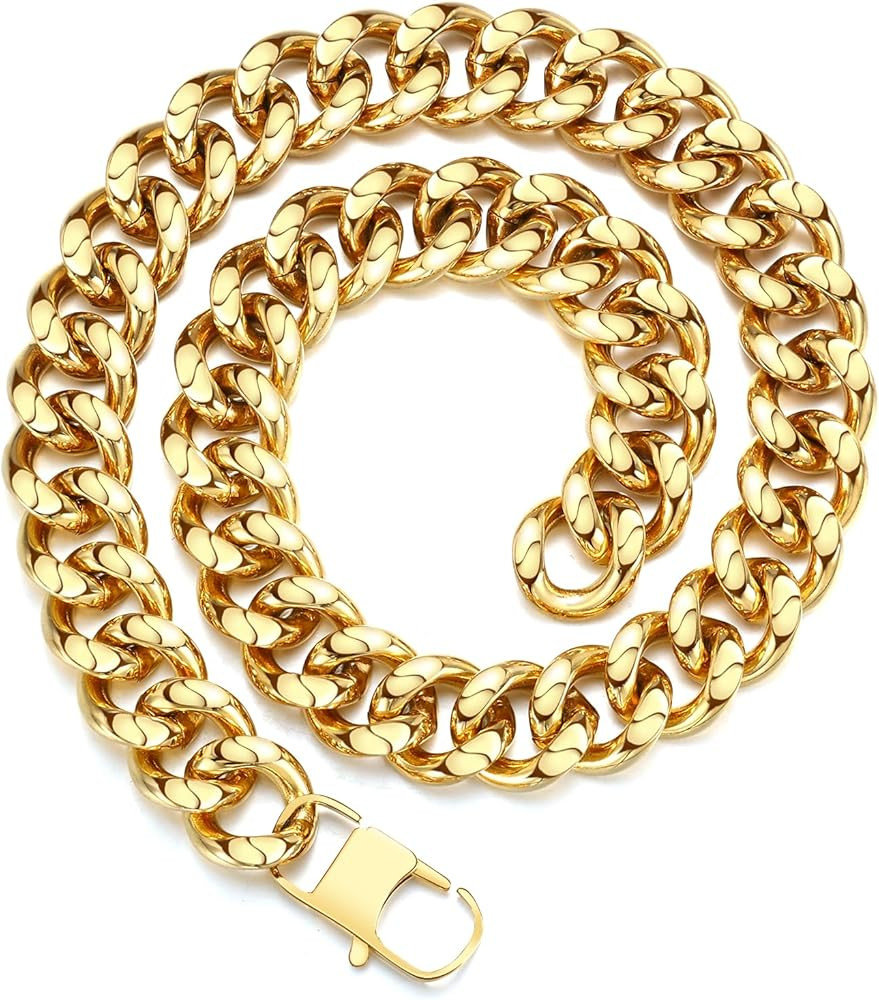 FEEL STYLE Chunky Cuban Link Chain for Men Women - Stainless Steel Gold Necklace for Women Men - ... | Amazon (US)