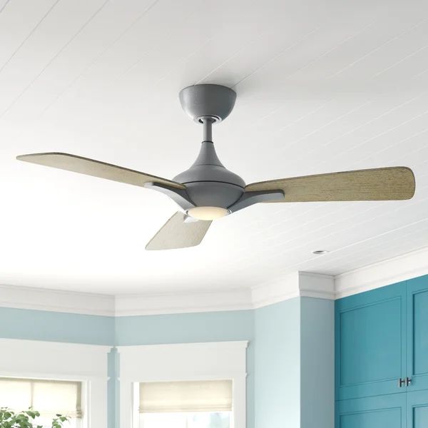 52'' Mykonos 3 - Blade Outdoor LED Smart Standard Ceiling Fan with Remote Control and Light Kit I... | Wayfair North America