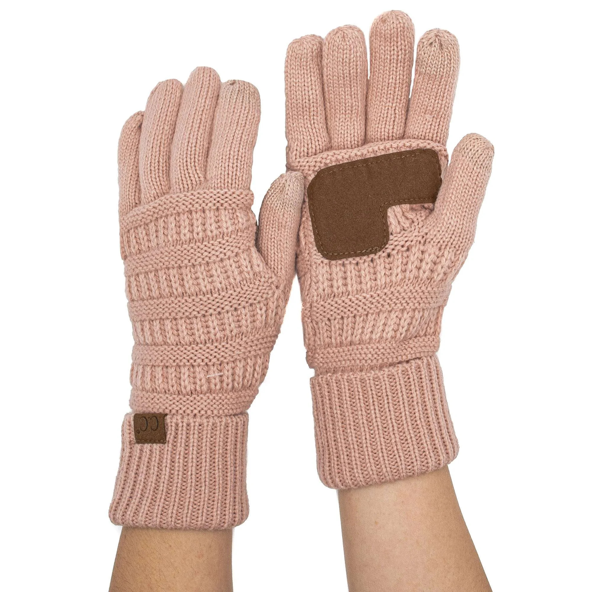 C.C Unisex Cable Knit Winter Warm Anti-Slip Touchscreen Texting Gloves, Indi Pink | Walmart (US)
