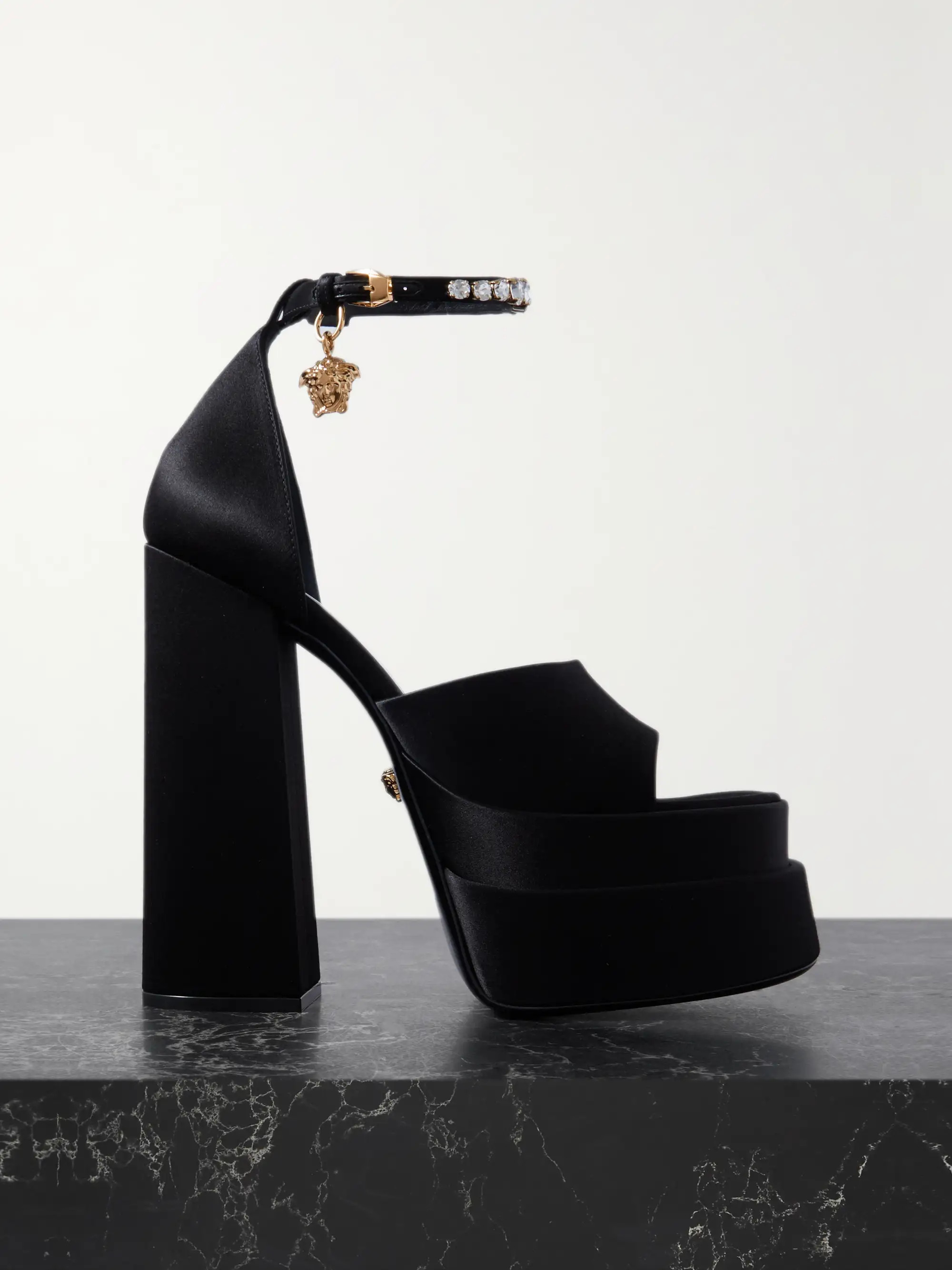 Medusa Aevitas embellished satin platform sandals | NET-A-PORTER (US)