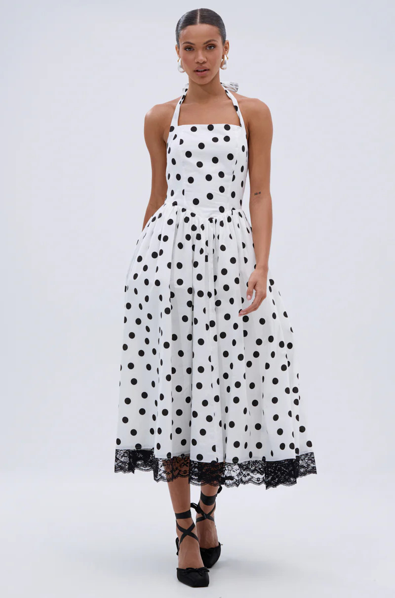 DOLLY POLKA DOT MIDI DRESS | AKIRA