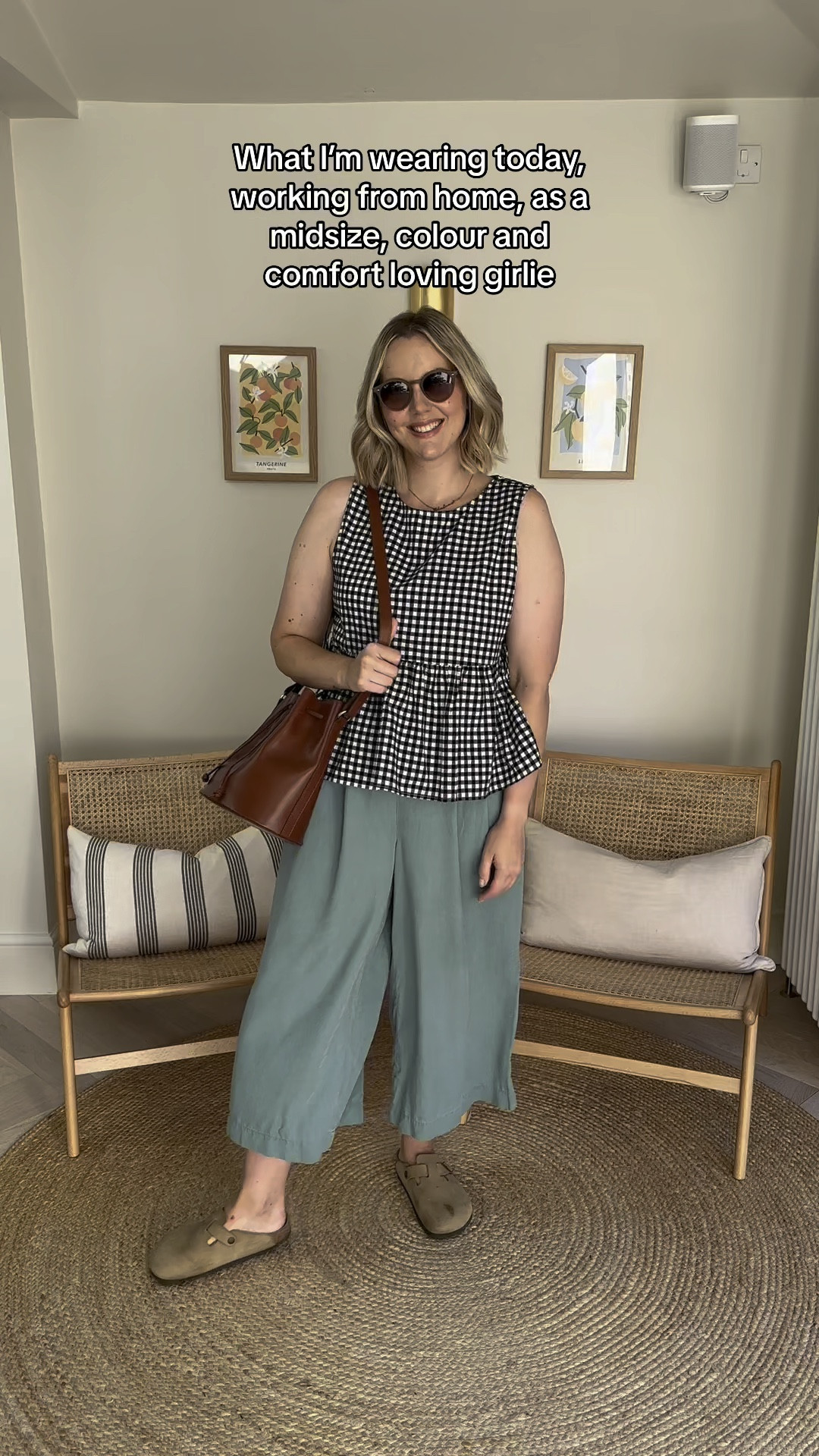 Light and floaty work appropriate outfit, for when the weather is this hot! 
Birkenstock sandals, Oliver Bonas culottes (size 12), ASOS gingham peplum top (size M), Sezane bag and Rayban sunglasses.

#LTKworkwear #LTKsummer #LTKuk