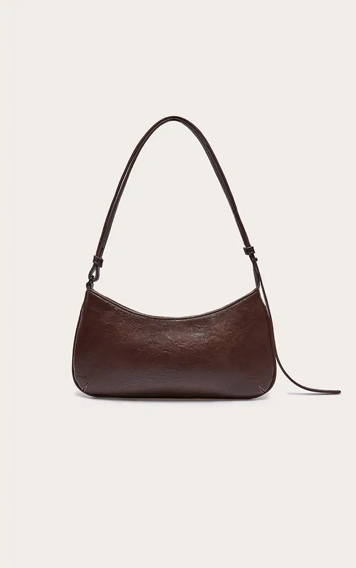 Brown Textured PU Baguette Shoulder Bag | PrettyLittleThing US