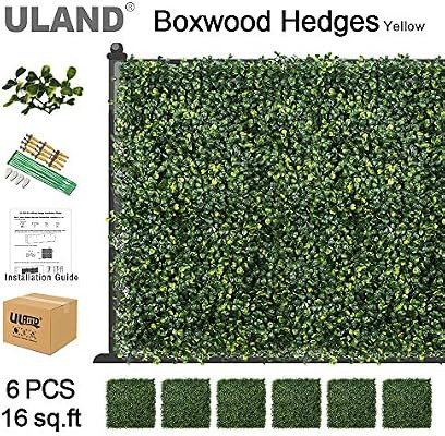 ULAND Artificial Boxwood Hedges Mat, Faux Grass Greenery Wall Decoration, Outdoor Garden Privacy ... | Amazon (US)