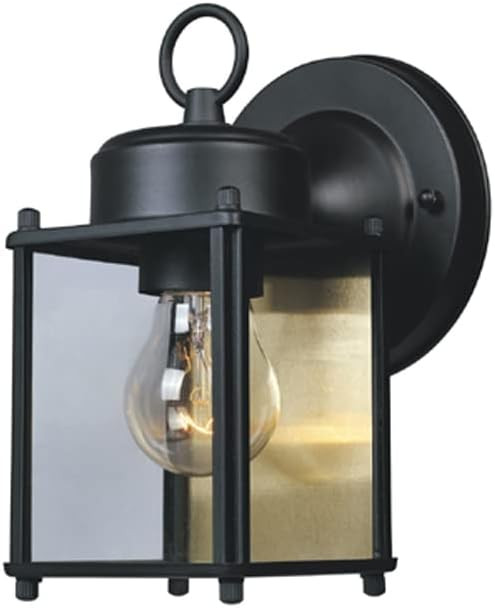 DESIGNERS FOUNTAIN Outdoor Wall Mount Lantern Sconce, Black Finish, Weather Resistant, Clear Glas... | Amazon (US)