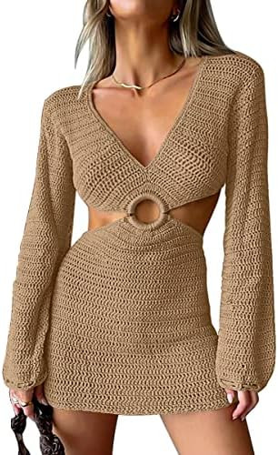 LILLUSORY Swim Cover Up for Women 2023 Summer Swimsuit Coverup Sexy Beach Crochet Dress | Amazon (US)