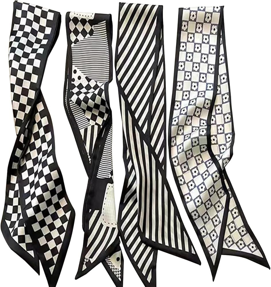 4Pcs Fashion Scarves for Women, Multifunctional Boho Scarves Headbands Satin Scarf for Bag Hair A... | Amazon (US)