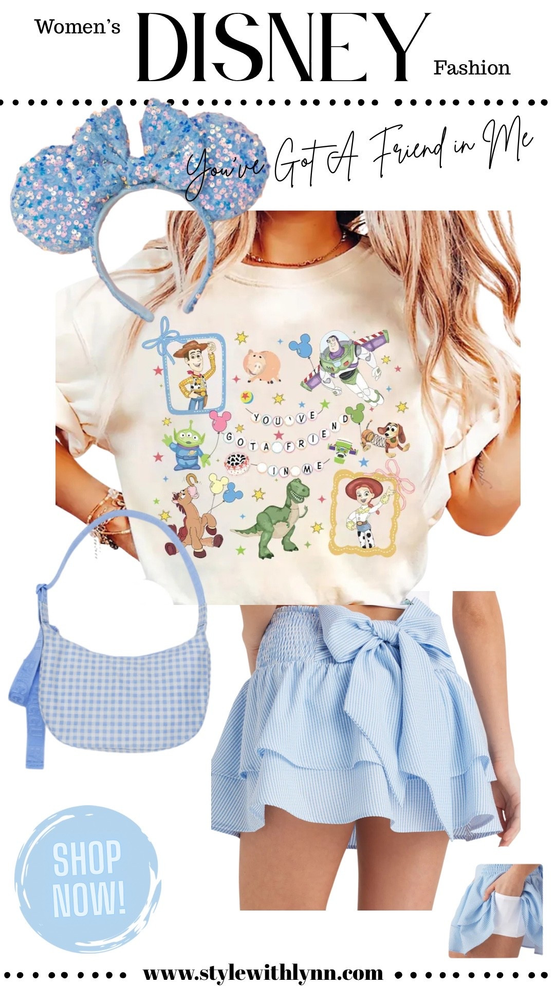 Bring on the Toy Story magic with this “You’ve Got a Friend in Me” inspired Disney outfit! Featuring a playful graphic tee, pastel blue Minnie ears, a cute gingham Baggu bag, and a Halara ruffle bow skort, this look is ready for your next park adventure or Disney daydream. 🧸💙 

Shop this adorable Pixar-inspired style now! 

#DisneyFashion #ToyStory #DisneyOutfitInspo #LTKStyle  

 

#LTKTravel #LTKStyleTip