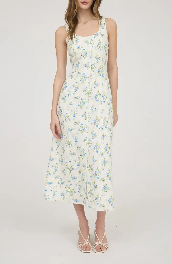 Floral Sleeveless Button Front Midi Dress | Nordstrom Rack